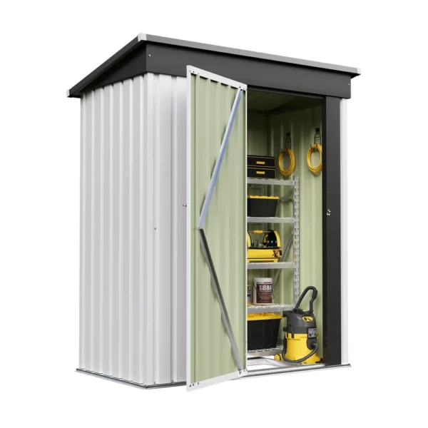 5x3_metal_shed_with_floor_frame_white_main Patiowell 5x3 Metal Shed with Floor Frame, White