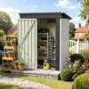 5x3_metal_shed_with_floor_frame_white_scene2 Patiowell 5x3 Metal Shed with Floor Frame, White
