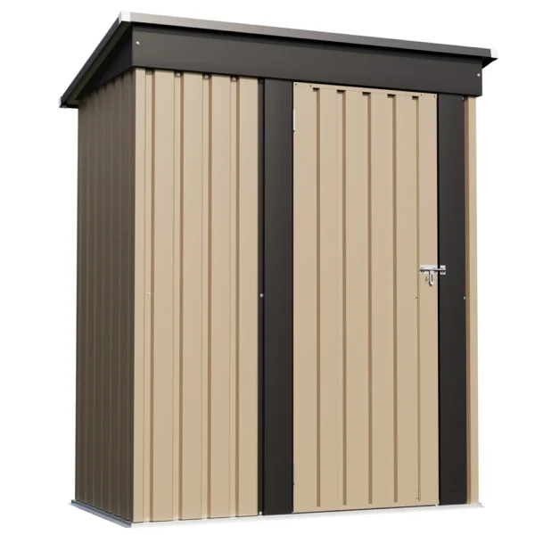 product-5x3-metal-shed-brown-main-img Patiowell 5x3 Metal Shed with Sloped Roof and Lockable Door (Brown)