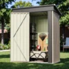 product-5x3-metal-shed-brown-scene-img-open-door Patiowell 5x3 Metal Shed with Sloped Roof and Lockable Door (Brown)