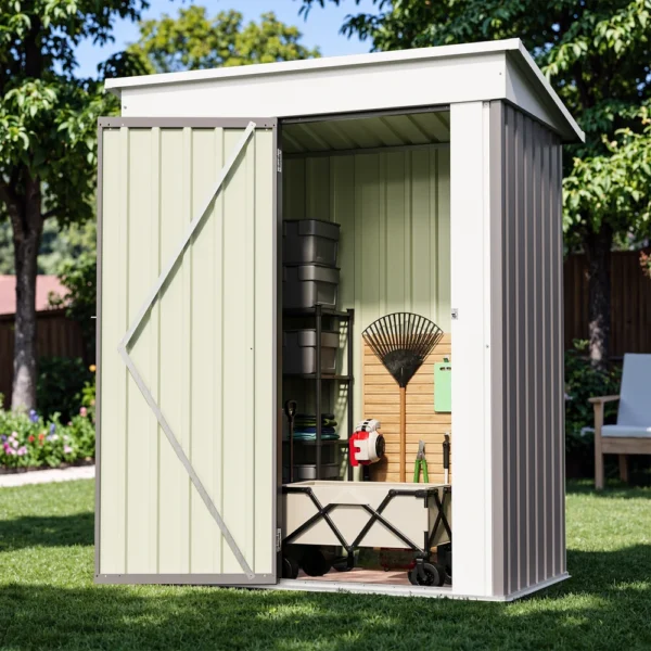 Patiowell 5x3 Metal Shed with Sloped Roof and Lockable Door (Gray)